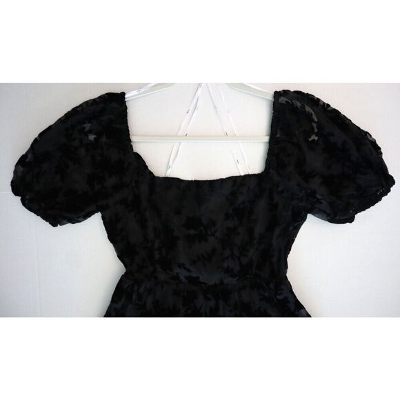 Lulus Women's Sz Small Romantic Instinct Black Burnout Velvet Mini Dress - Picture 3 of 12